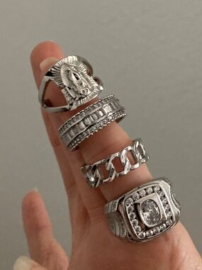 CHILD OF WILD SZ9 Ring SET Silver Stackable layering cocktail Rings Silver Set
